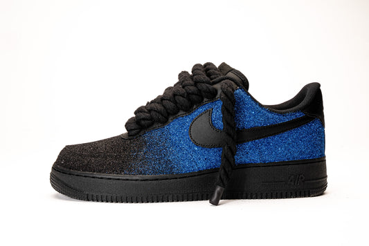 Nike Air Force 1 Rope Laces Glitter Black / Blu